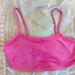 Pink Velour Crop Top H&M